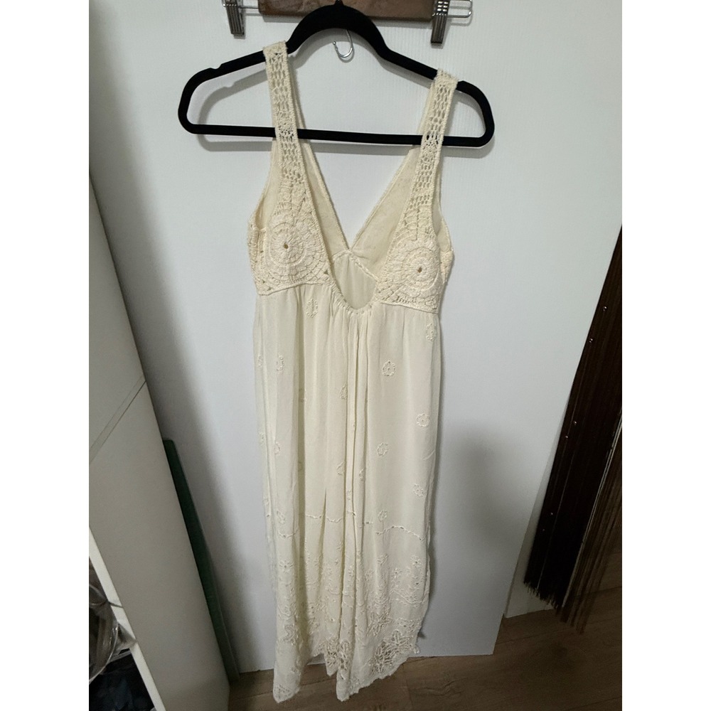 Zara Ivory Crochet Lace Embroidery Eyelet Maxi Dress Small Boho 3798/008/712/S